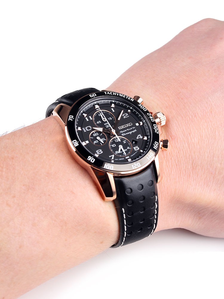 seiko sportura chronograph rose gold
