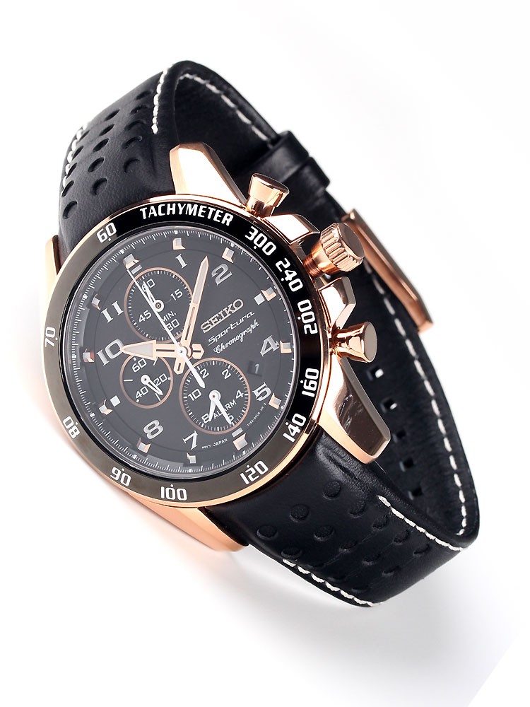 seiko sportura chronograph rose gold