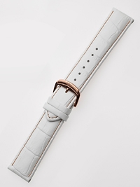 Curea de ceas Perigaum Lederband 22 x 160 mm weiss rose Schliesse