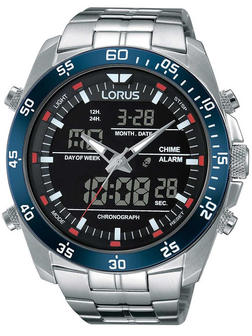 Ceas barbatesc Lorus RW623AX9 Analog-Digital Alarm Cronograf 46mm 10ATM