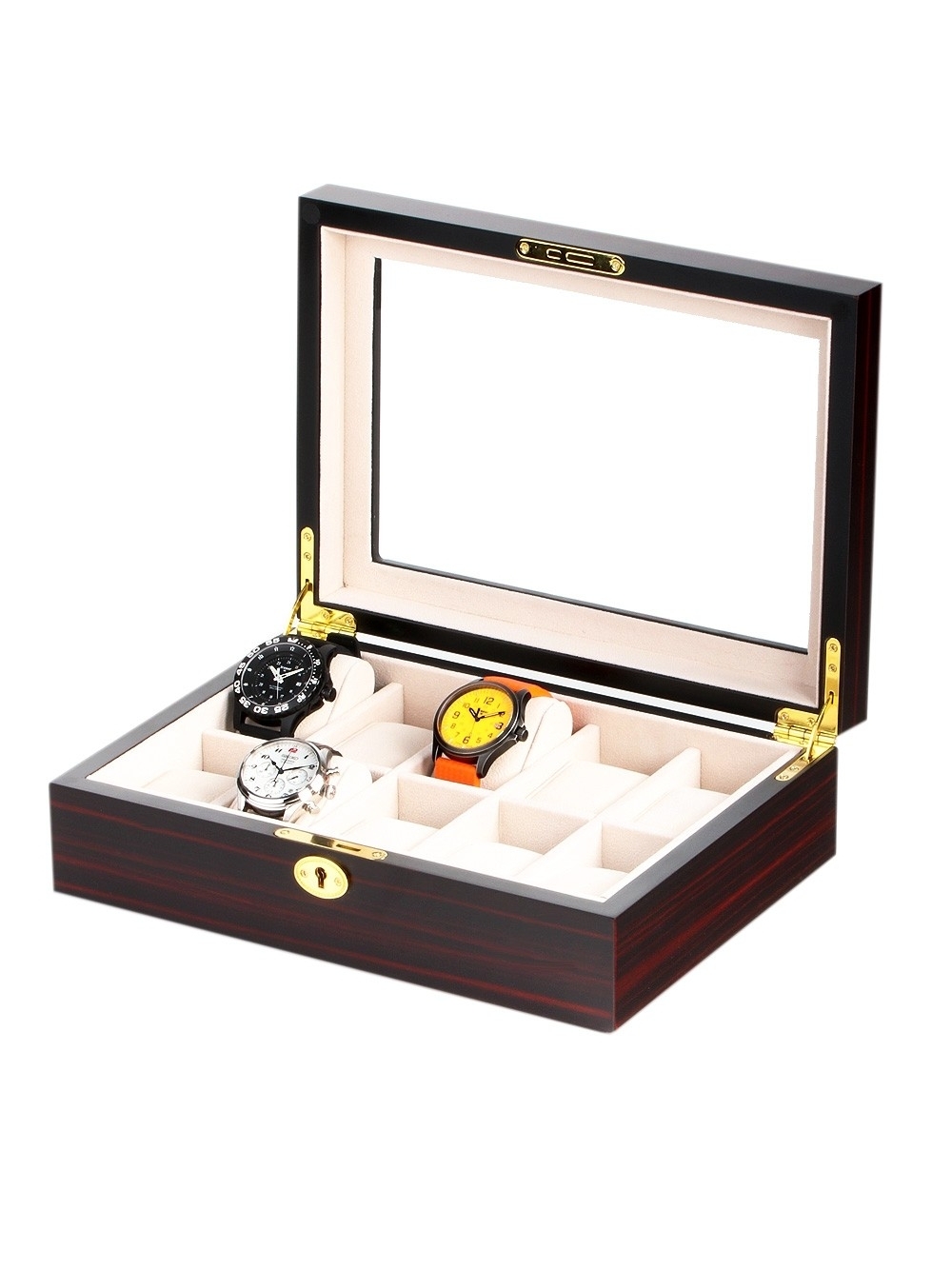 Cutie ceasuri lemn/sticla Rothenschild RS-1087-10E pentru 10 ceasuri