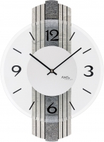 : AMS 9675 moderne Wanduhr mit Stein-Auflage