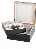 Ceas: Cutie lemn ceasuri + bijuterii  Rothenschild RS-5598-8 pentru 8 bucati carbon-gri