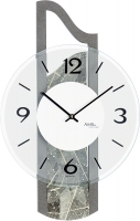 Ceas: AMS 9680  moderne Wanduhr mit Natur-Baumblatteinlage