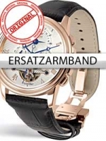 Ceas: Curea de ceas Perigaum schwarz 24 mm mit Faltschließe rosé