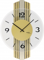 : AMS 9673  moderne Wanduhr mit Messingantik-Auflage