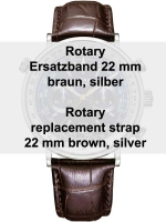 Ceas: Rotary Ersatz-Lederarmband braun 22 mm Ref. 29163